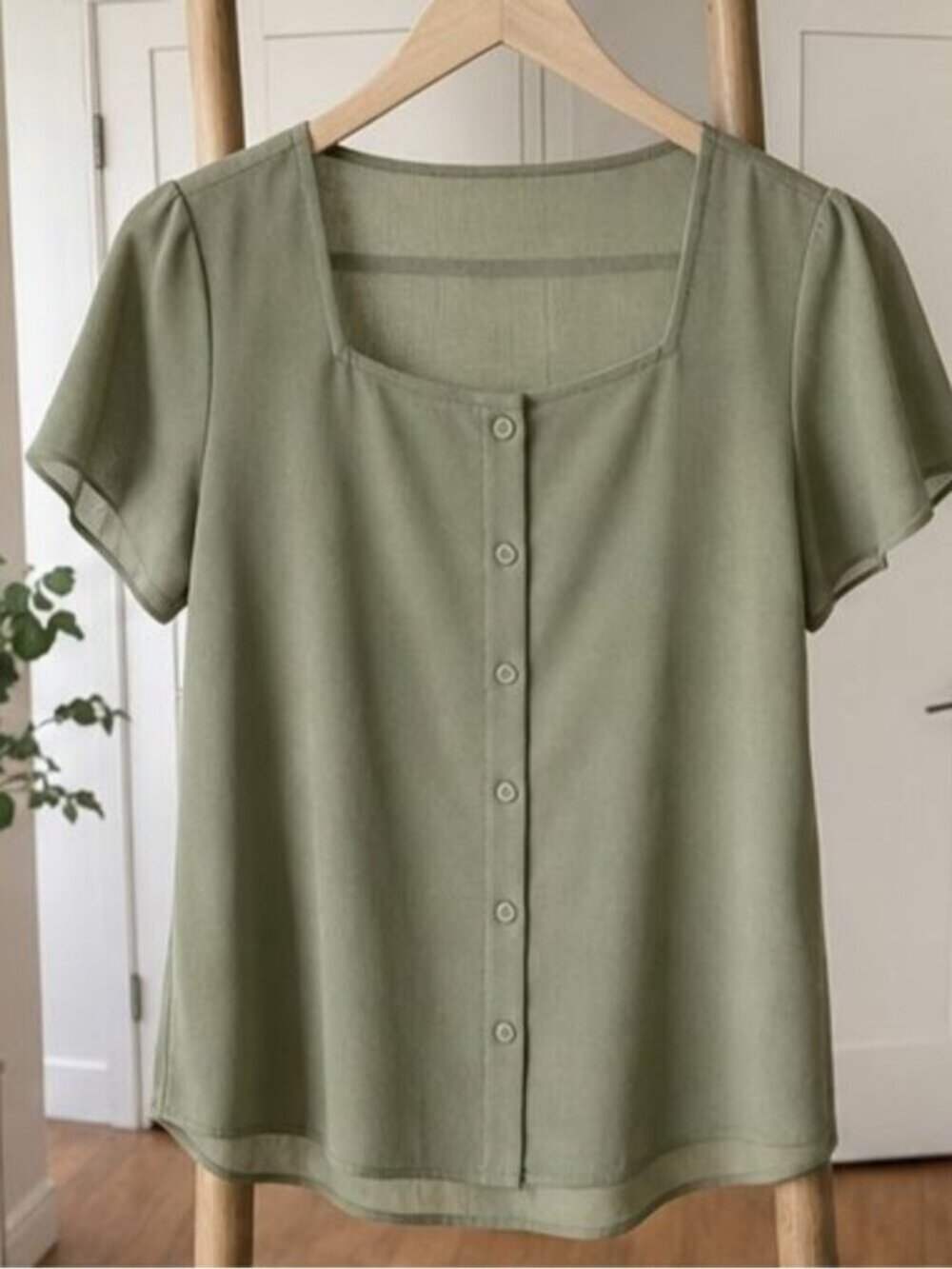 Olive Peplum Top